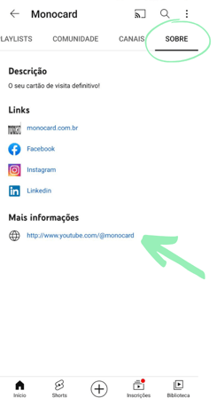 Descubra o link do seu canal indo até a página do YouTube