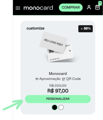 Envie o primeiro cartão para o carrinho e, então, personalize o segundo e envie para o carrinho-1